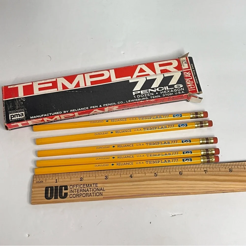 templar 777 no.3 pencil durolead reliance usa hexagon vintage lot of 5‎ with box